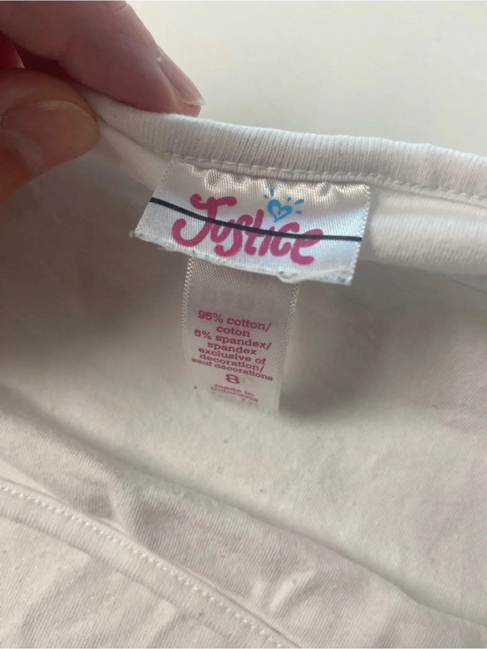 Justice White Sparkly Cami Top Built-in Shelf Bra Adjustable Straps girls size 8